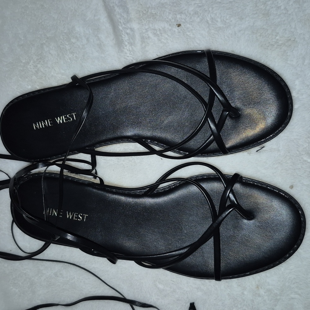 Nine West Black Lace-Up Sandals
